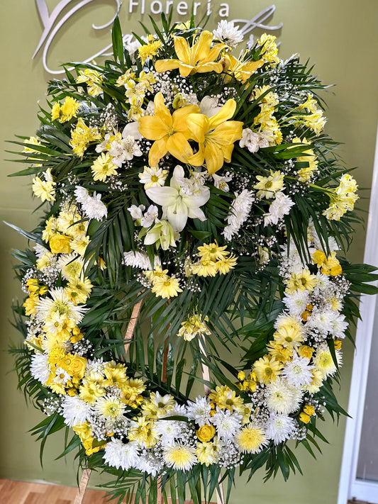 Corona floral bello atardecer