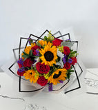 Ramo de girasoles con rosas