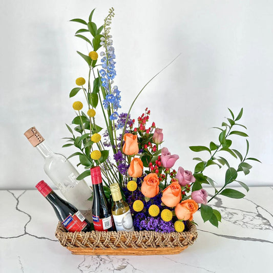 Canasta de flor variada