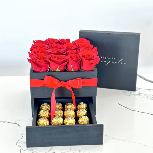 Caja de 16 rosas
