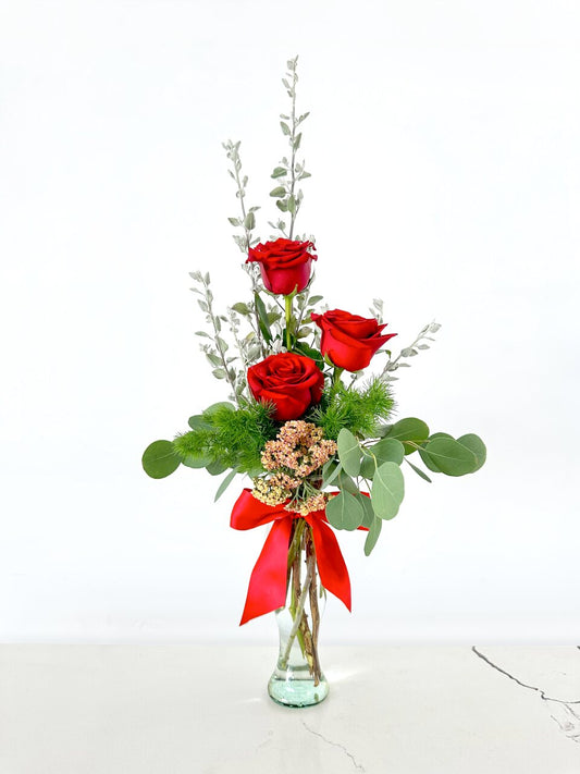 Jarrón de 3 rosas